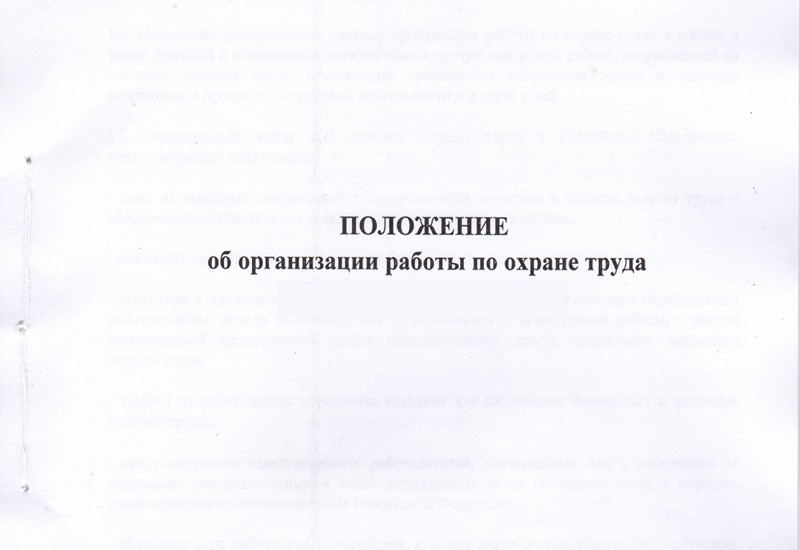 Разработка положения по охране труда
